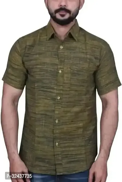 Reliable Green Khadi Cotton Textured Casual Shirt For Men-thumb0