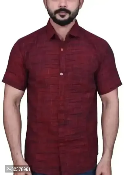 Stylish Maroon Cotton Casual Shirt For Men