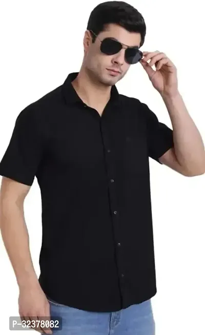 Stylish Black Cotton Casual Shirt For Men-thumb0