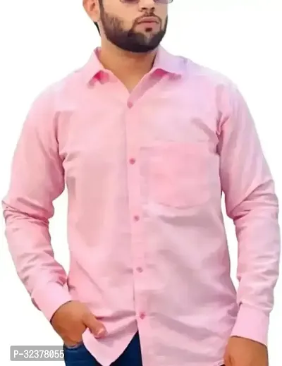 Stylish Pink Cotton Casual Shirt For Men-thumb0