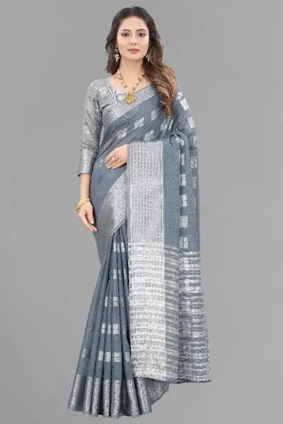 New Look Linen Saree With Blouse