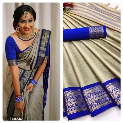 Pure Mercerised Cotton Silk in Exclusive Border Design Small Peacock Zari Pattern