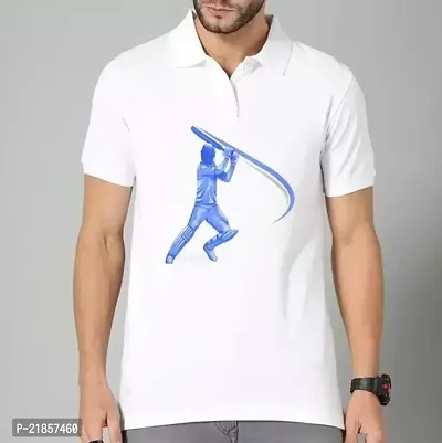 Trendy White Polycotton Printed Short Sleeve Polos T-shirt For Men