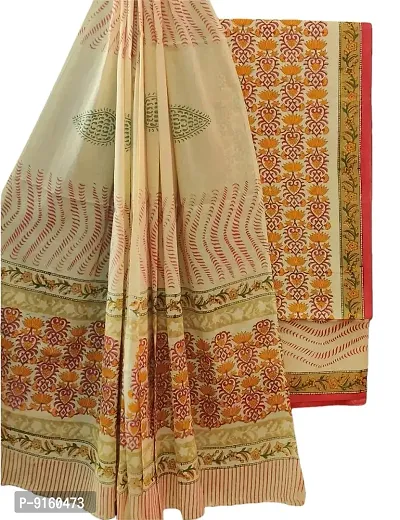 Pawan Textiles Womens Cotton Jaipuri Block Print Suit Set with Mulmul Dupatta (SADJ2-121_Multicolour_Free Size)