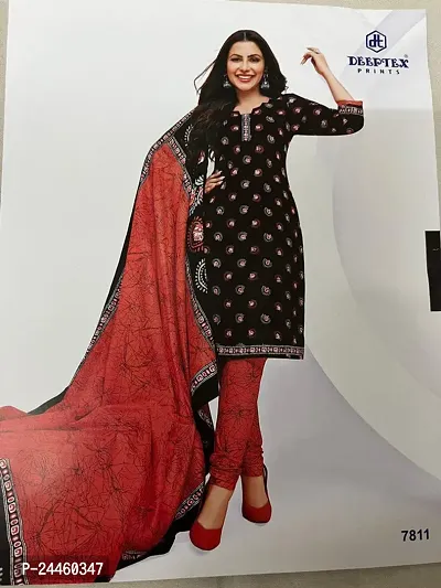 Elegant Multicolor Cotton Printed Dress Material With Dupatta For Women-thumb2