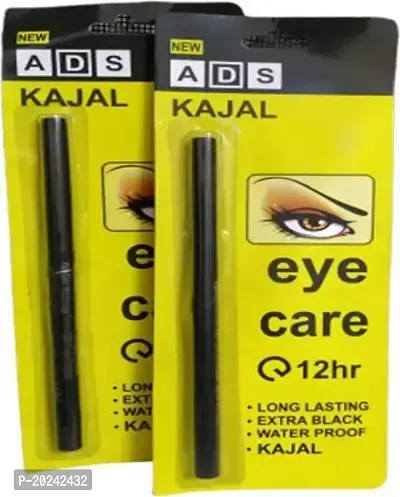 ADS kajal Long Lasting Extra Black Waterproof combo pack of 2 (black, 0.7 g)-thumb0