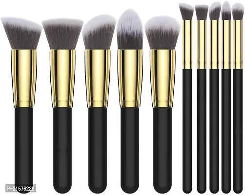 House of Quirk 10 pcs Premium Synthetic Makeup Brush Set - Black