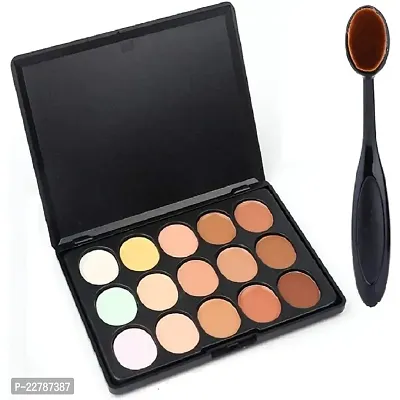 Qumeidie Beauty 15 Colors Contour Face Cream Makeup  And Oval Make Up Brush