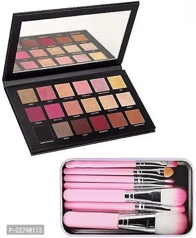 Rose Gold Edition Eyeshadow Palette 18 COLOR  7 Pcs Makeup Brush combo set-thumb0