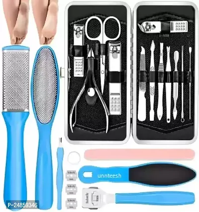 Pedicure Kits - Callus Remover for Feet, 24 in 1 Professional Manicure Set Pedicure Tools Stainless Steel Foot Care, Foot File Foot Rasp Dead Skin for Women Men Home Foot Spa Kit, Blue-thumb0