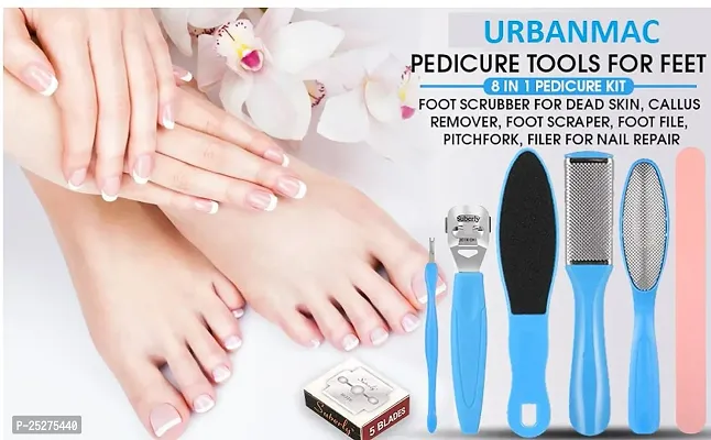 Professional Manicure Set Pedicure Tools Stainless Steel Foot Care, Foot File Foot Rasp Dead Skin for Women Men Home Foot Spa Kit, Blue 8IN 1-thumb0
