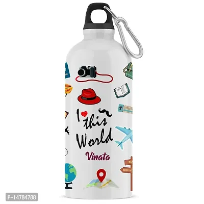 ARTBUG Customised Sipper/Water Bottle Aluminium 600 ML - Best Happy Birthday Gift / Return Gift for Kids, Name - Vinata-thumb0