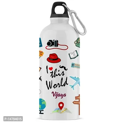 ARTBUG Customised Sipper/Water Bottle Aluminium 600 ML - Best Happy Birthday Gift / Return Gift for Kids, Name - Vijaya
