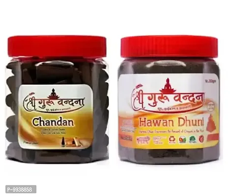 SHREE GURU VANDANA DHOOP V AGARBATTI  Sandal 60 small cone, 400 gram Hawan Dhuni Best in puja hawan-thumb0