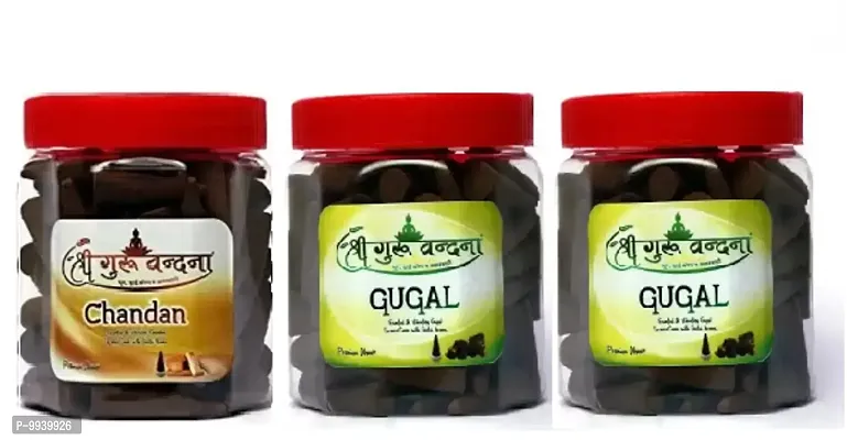 SHREE GURU VANDANA DHOOP V AGARBATTI  sandal+guggal+guggal, dhoop cone 180 in 3 box .