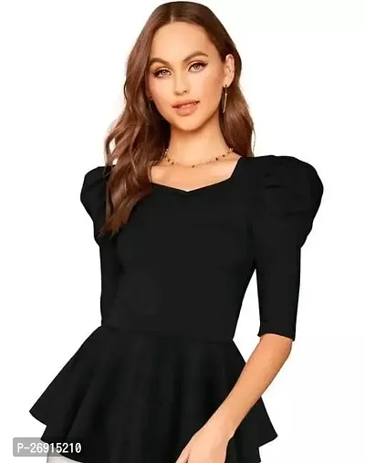 Elegant Black Lycra Solid Top For Women