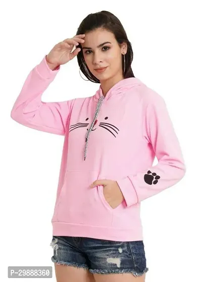 Stylish Pink Polycotton Printed Sweatshirt For Women