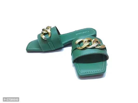 Elegant Green Synthetic Fashion Flats For Women