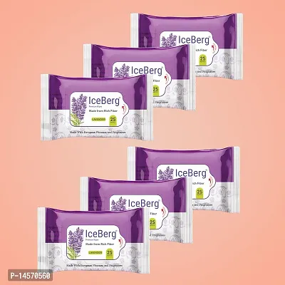 ICEBERG premium wipes Cleansing Face Wipes 25 Pcs/Pack (Pack Of 6 ) 150 Wipes Lavender Fragrances  (150 Tissues)
