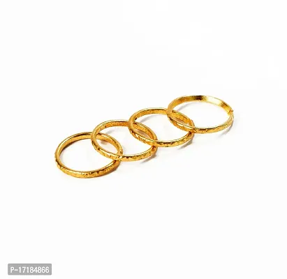 Deccani Handicrafts Women?s Daily Use Metal Alloy (Panchaloha) Toe Rings for Women - Single Round Oriental Triangle pattern with Dots? Set of 4 pieces-thumb3