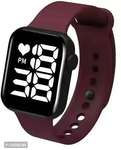 Stylish Maroon Silicone Digital Watches For Men Pack Of 1