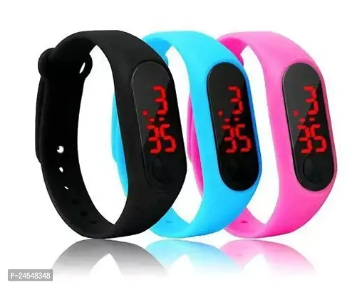 Stylish Multicoloured Silicone Digital Watches For Men Pack Of 3-thumb0