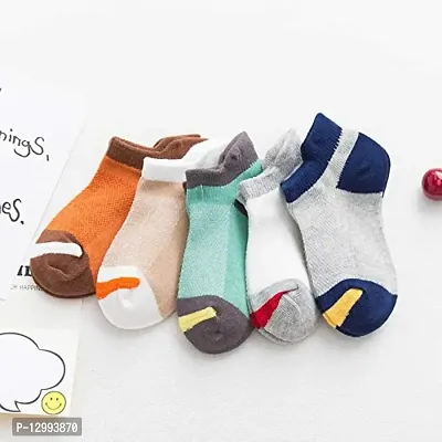 MOMISY 5 Pairs Baby Girl Boys Tube Socks Toddlers Infant Solid Color Boat Spring and Autumn Socks Stretch Baby Socks-thumb3