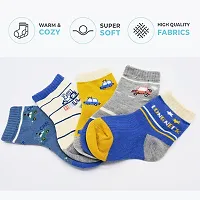 MOMISY 5 Pairs Baby Girl Boys Tube Socks Toddlers Infant Solid Color Boat Spring and Autumn Socks Stretch Baby Socks (Traffic Car, 1 year to 3 year)-thumb2