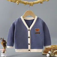 MOMISY Baby Boy & Girls Sweater Jacket Front Open Cardigan (1 to 2 Years, Blue Grey)-thumb2
