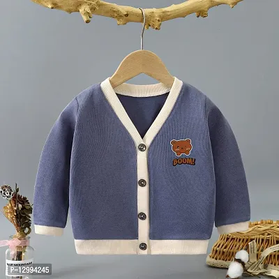 MOMISY Baby Boy & Girls Sweater Jacket Front Open Cardigan (1 to 2 Years, Blue Grey)-thumb3
