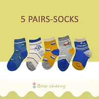 MOMISY 5 Pairs Baby Girl Boys Tube Socks Toddlers Infant Solid Color Boat Spring and Autumn Socks Stretch Baby Socks (Traffic Car, 1 year to 3 year)-thumb3