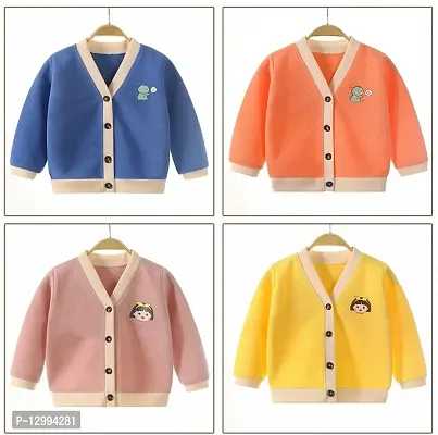 MOMISY Baby Boy & Girls Sweater Jacket Front Open Cardigan (2 to 3 Years, Yellow)-thumb5