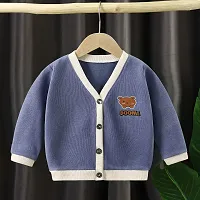 MOMISY Baby Boy & Girls Sweater Jacket Front Open Cardigan (1 to 2 Years, Blue Grey)-thumb1