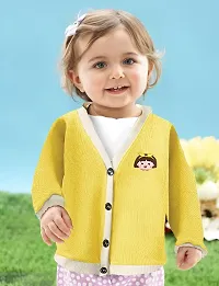 MOMISY Baby Boy & Girls Sweater Jacket Front Open Cardigan (2 to 3 Years, Yellow)-thumb1