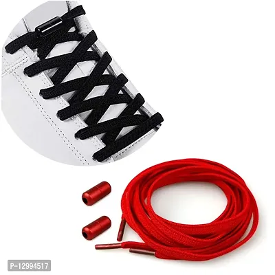 MOMISY No Tie Elastic Shoelaces, Semicircle Shoe Laces For Kids and Adult, Sneakers Shoelace Locks Laces Shoe Strings, Red-thumb5