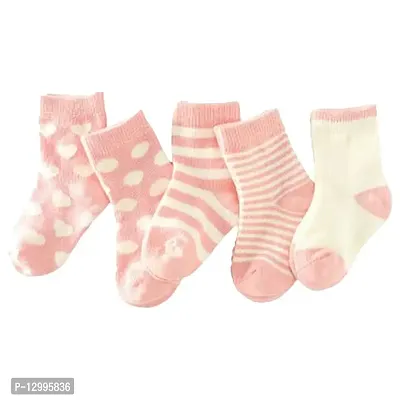 MOMISY 5 Pairs Baby Girl Boys Tube Socks Toddlers Infant Solid Color Boat Spring and Autumn Socks Stretch Baby Socks (Pink, 2 year to 4 year)