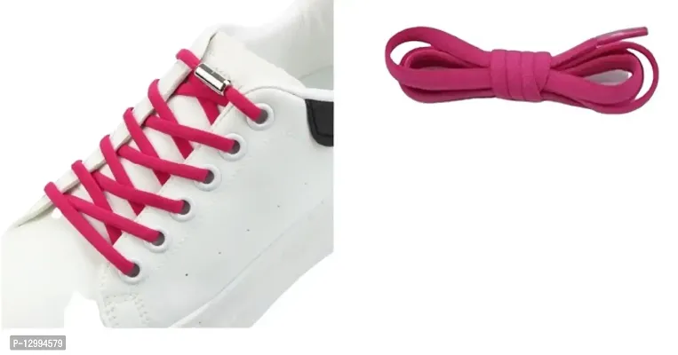 MOMISY No Tie Elastic Shoelaces, Semicircle Shoe Laces For Kids and Adult, Sneakers Shoelace Locks Laces Shoe Strings, Pink