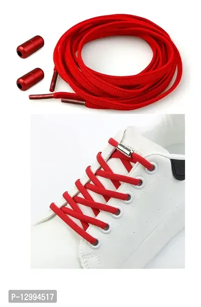 MOMISY No Tie Elastic Shoelaces, Semicircle Shoe Laces For Kids and Adult, Sneakers Shoelace Locks Laces Shoe Strings, Red-thumb3