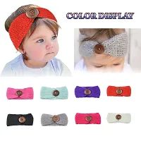 MOMISY Woolen Knitting Button Headbands Turban Head Wrap Unisex Knitted Hair Band for Kids for Girls & Boys-1 piece (Light Blue)-thumb1