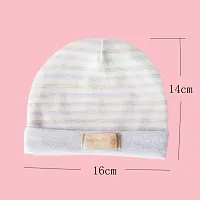 MOMISY 1 Piece Small Baby Cotton Cap for Newborn Baby Boys and Girls-StripedPink-thumb1