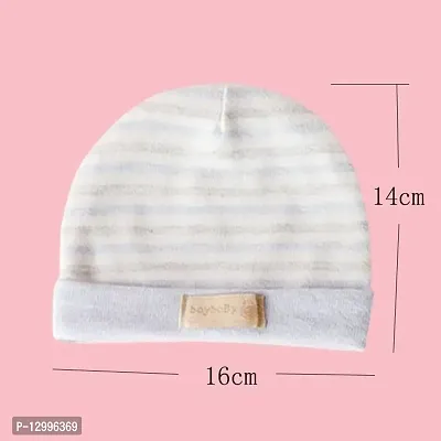 MOMISY 1 Piece Small Baby Cotton Cap for Newborn Baby Boys and Girls-StripedPink-thumb2