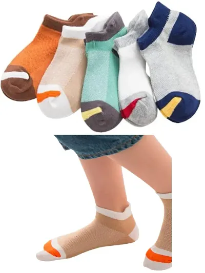 MOMISY 5 Pairs Baby Girl Boys Tube Socks Toddlers Infant Solid Color Boat Spring and Autumn Socks Stretch Baby Socks