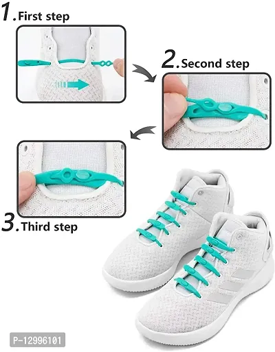 MOMISY Elastic Shoelaces Stretchy Silicone Elastic Special No Tie Shoe Laces for Children and Adults Lazy Tieless Suitable for All Shoes-Grey, 14Pcs-thumb5