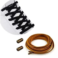 MOMISY No Tie Elastic Shoelaces, Semicircle Shoe Laces For Kids and Adult, Sneakers Shoelace Locks Laces Shoe Strings, Brown-thumb3