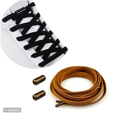 MOMISY No Tie Elastic Shoelaces, Semicircle Shoe Laces For Kids and Adult, Sneakers Shoelace Locks Laces Shoe Strings, Brown-thumb4