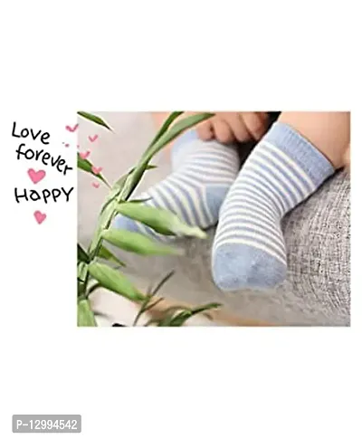 MOMISY 5 Pairs Baby Girl Boys Tube Socks Toddlers Infant Solid Color Boat Spring and Autumn Socks Stretch Baby Socks (Blue, 0 year to 1 year)-thumb2