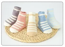 MOMISY 5 Pairs Baby Girl Boys Tube Socks Toddlers Infant Solid Color Boat Spring and Autumn Socks Stretch Baby Socks-thumb1