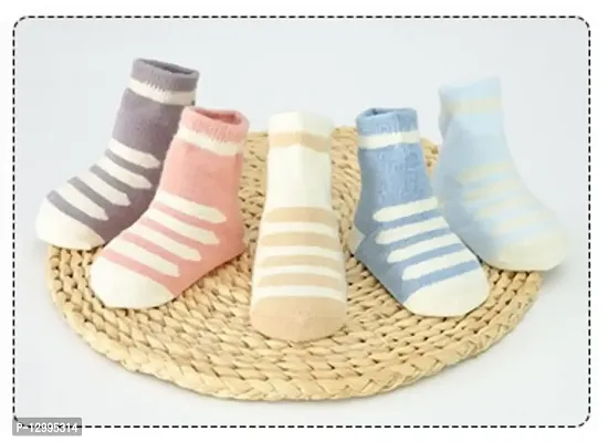 MOMISY 5 Pairs Baby Girl Boys Tube Socks Toddlers Infant Solid Color Boat Spring and Autumn Socks Stretch Baby Socks-thumb2