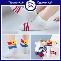 MOMISY 5 Pairs Baby Girl Boys Tube Socks Toddlers Infant Solid Color Boat Spring and Autumn Socks Stretch Baby Socks (SmileyStriped, 9 Year to 12 Year)-thumb3