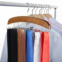 MOMISY Tie Belt Clothes Wooden Closet Hanger Tie Storage Racks Wood Belt Hanger Multipurpose Wardrobe Organizers for Men Women Belt Tie Scarf Messenger Bag Supplies (24 HooksRetro)-thumb1